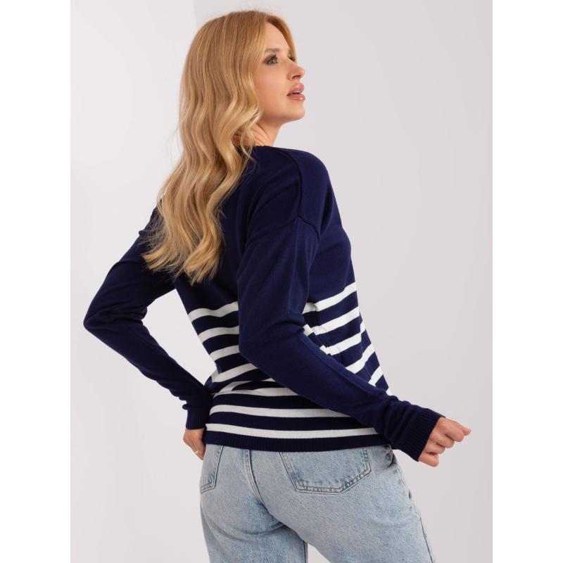 Női oversize V-nyakú pulóver GRACIE tengerészkék