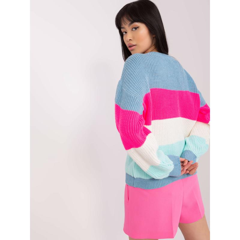 Női oversize pulóver RAESLYNN kék és lila