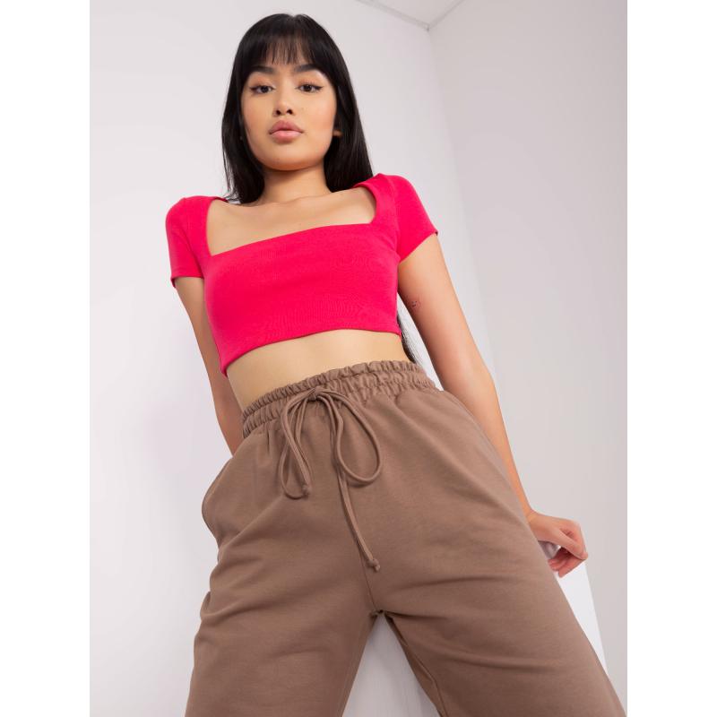 Dámské tepláky s vysokým pasem NEE hnědé 