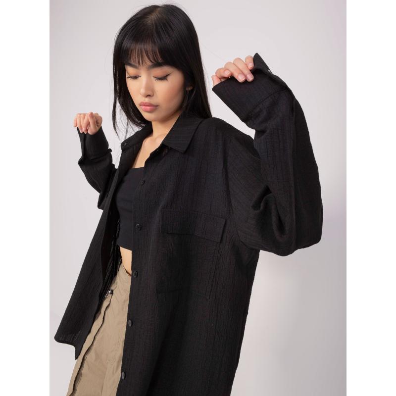 Dámska košeľa s golierom nadrozmernej veľkosti KINLEY čierna