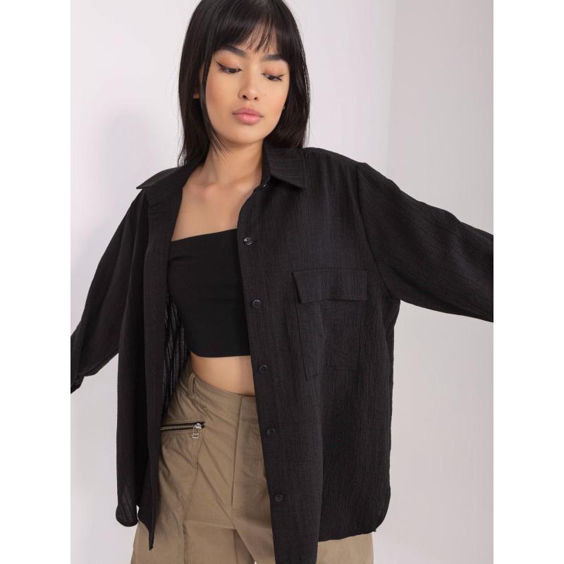 Dámska košeľa s golierom nadrozmernej veľkosti KINLEY čierna