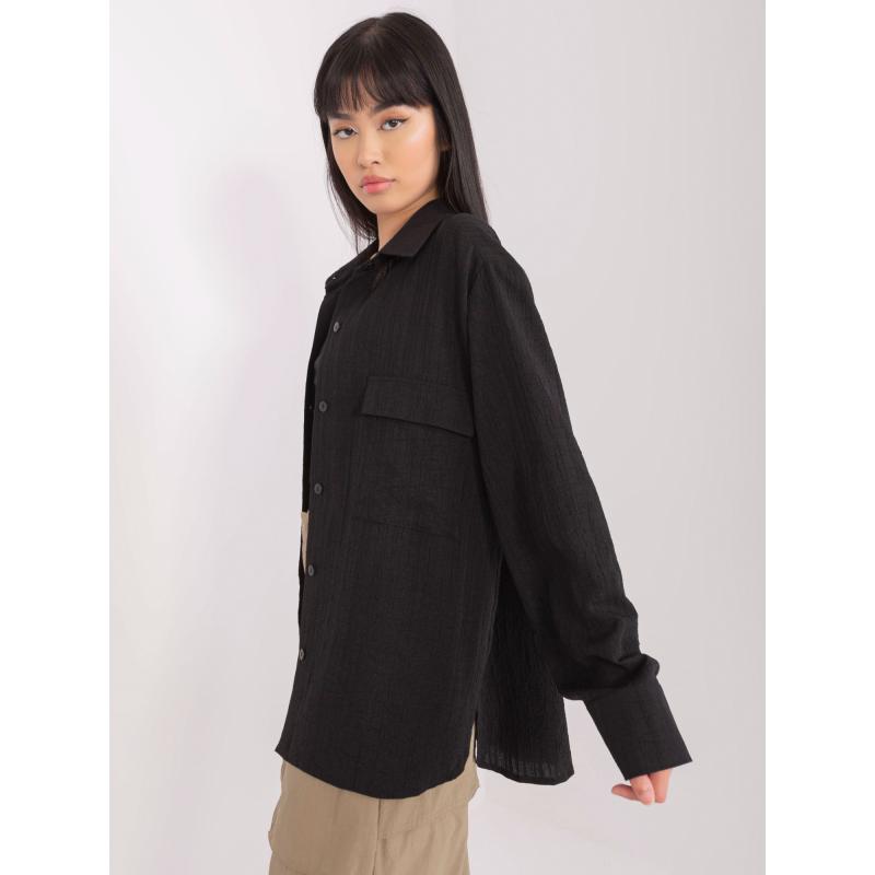 Dámska košeľa s golierom nadrozmernej veľkosti KINLEY čierna