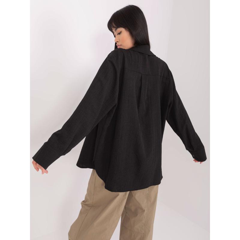 Dámska košeľa s golierom nadrozmernej veľkosti KINLEY čierna