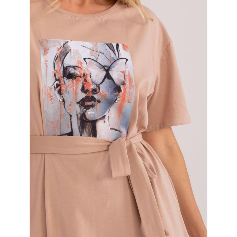 Dámské šaty s páskem ALAN béžové