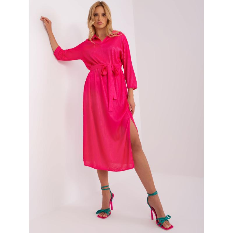 Női öves ruha KOKA sötét rózsaszín