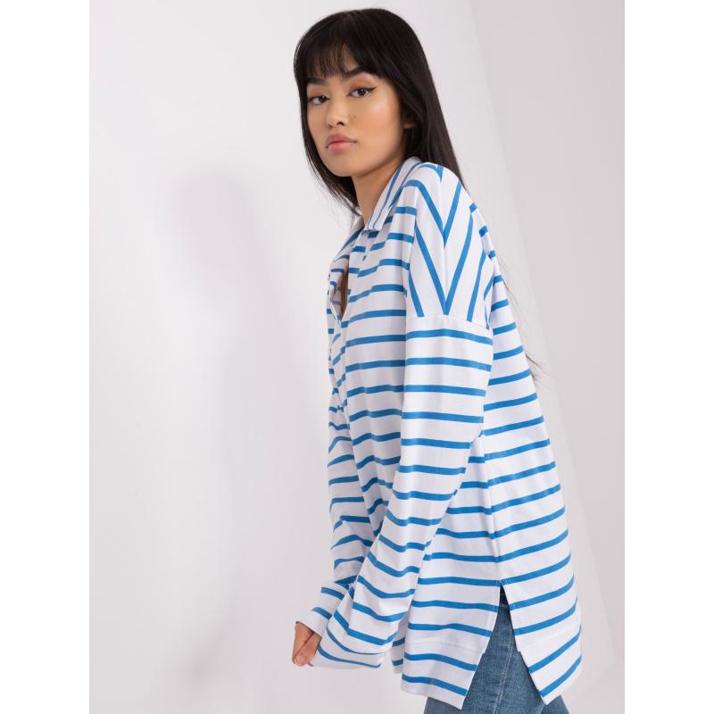 Dámská halenka nadměrné velikosti na knoflíky CAY bílo-modrá