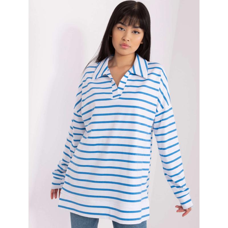 Dámská halenka nadměrné velikosti na knoflíky CAY bílo-modrá