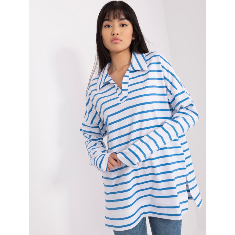 Dámská halenka nadměrné velikosti na knoflíky CAY bílo-modrá