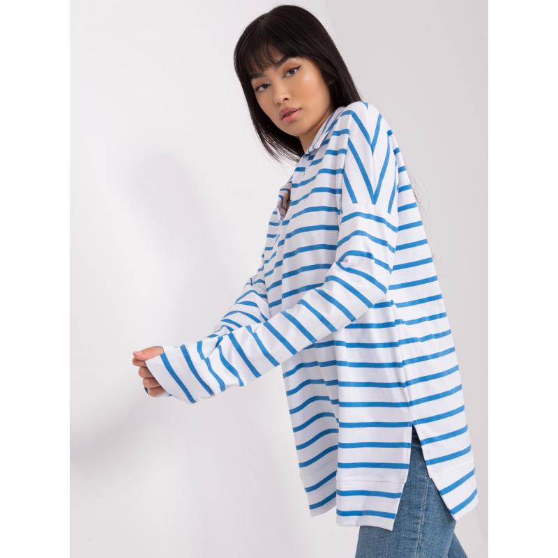 Dámská halenka nadměrné velikosti na knoflíky CAY bílo-modrá