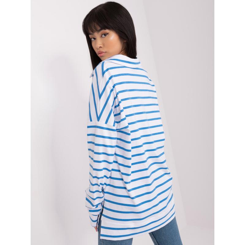 Dámská halenka nadměrné velikosti na knoflíky CAY bílo-modrá