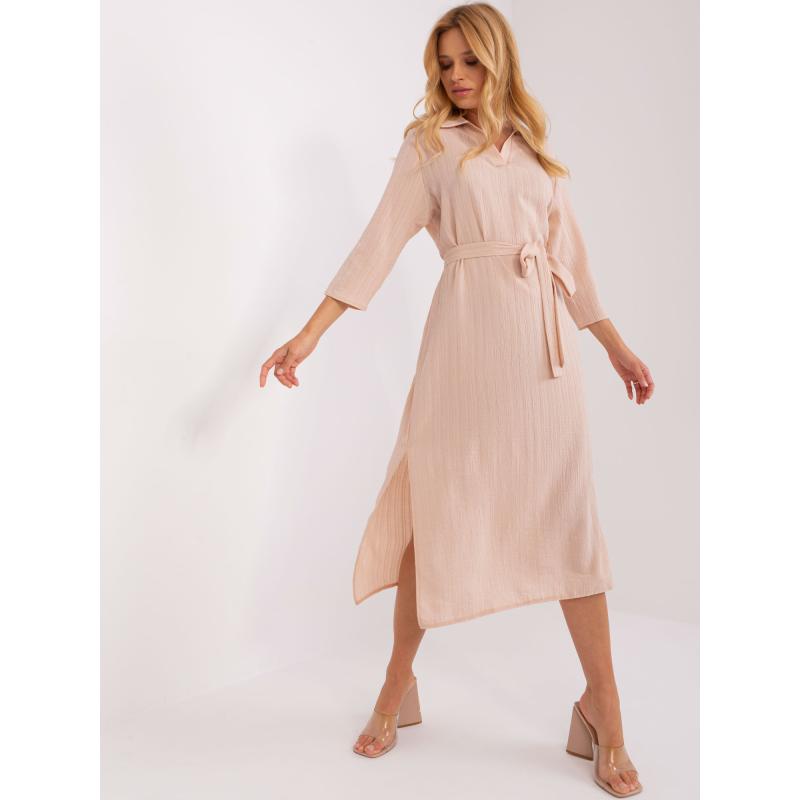 Dámské šaty s páskem LIA béžové 
