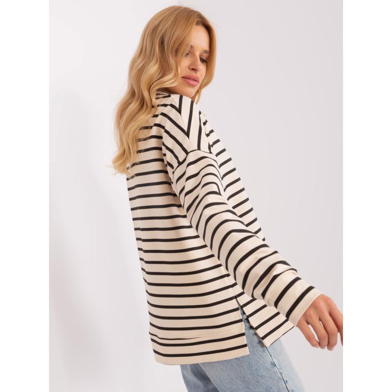 Dámská halenka s límečkem oversize  SUMMER ecru-černá 