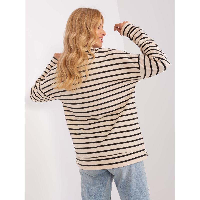 Dámská halenka s límečkem oversize  SUMMER ecru-černá 