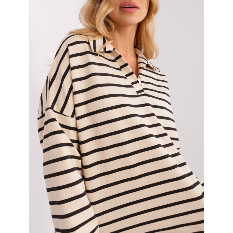 Dámská halenka s límečkem oversize  SUMMER ecru-černá 