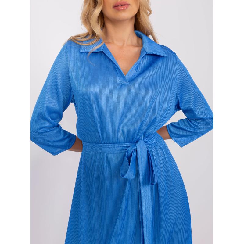 Dámské šaty s rozparky koktejlové midi ELLIE modré 