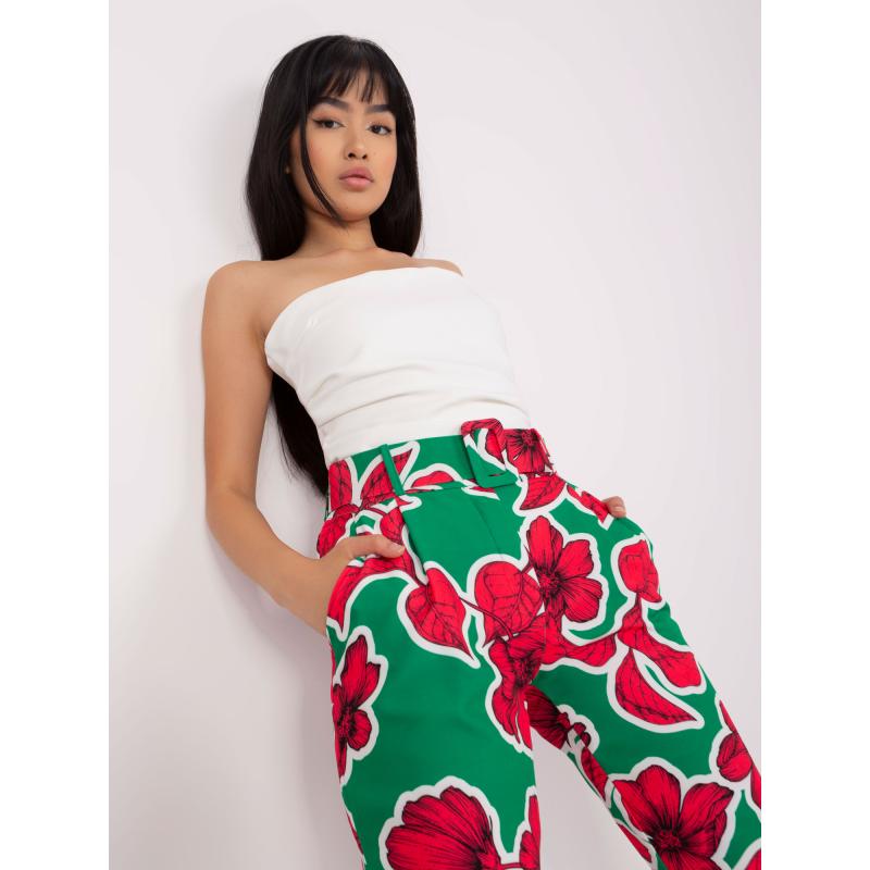 Dámské kalhoty s potiskem ANNIA zeleno-růžové 