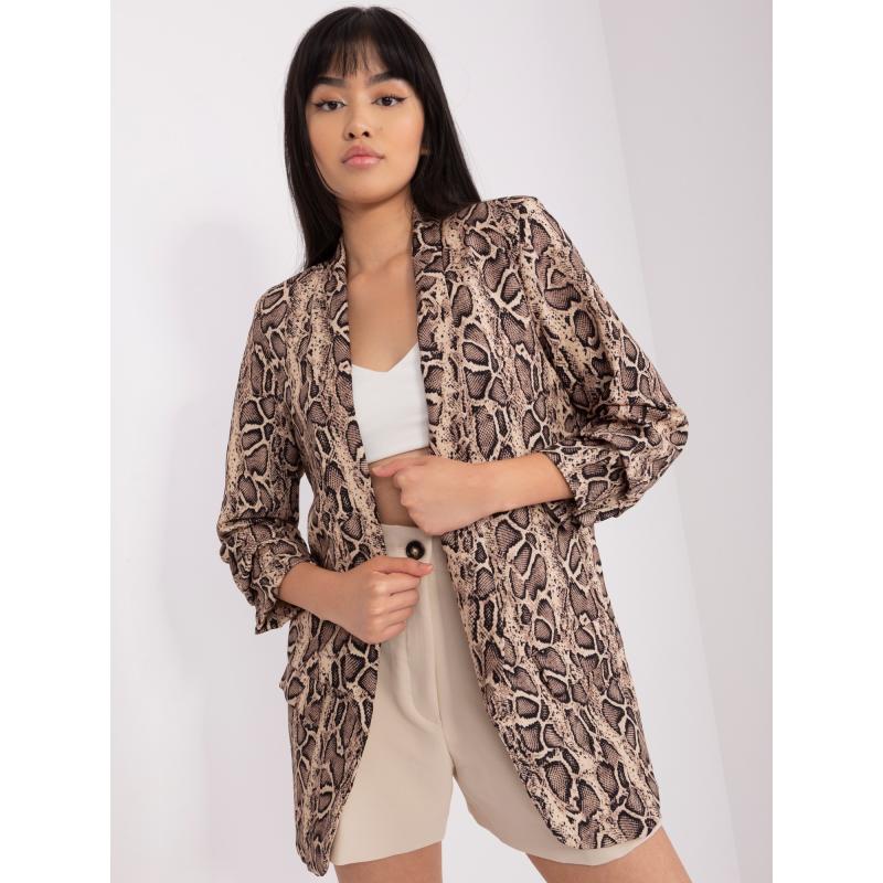 Dámské sako se zvířecím vzorem ALECH béžovo-černé 