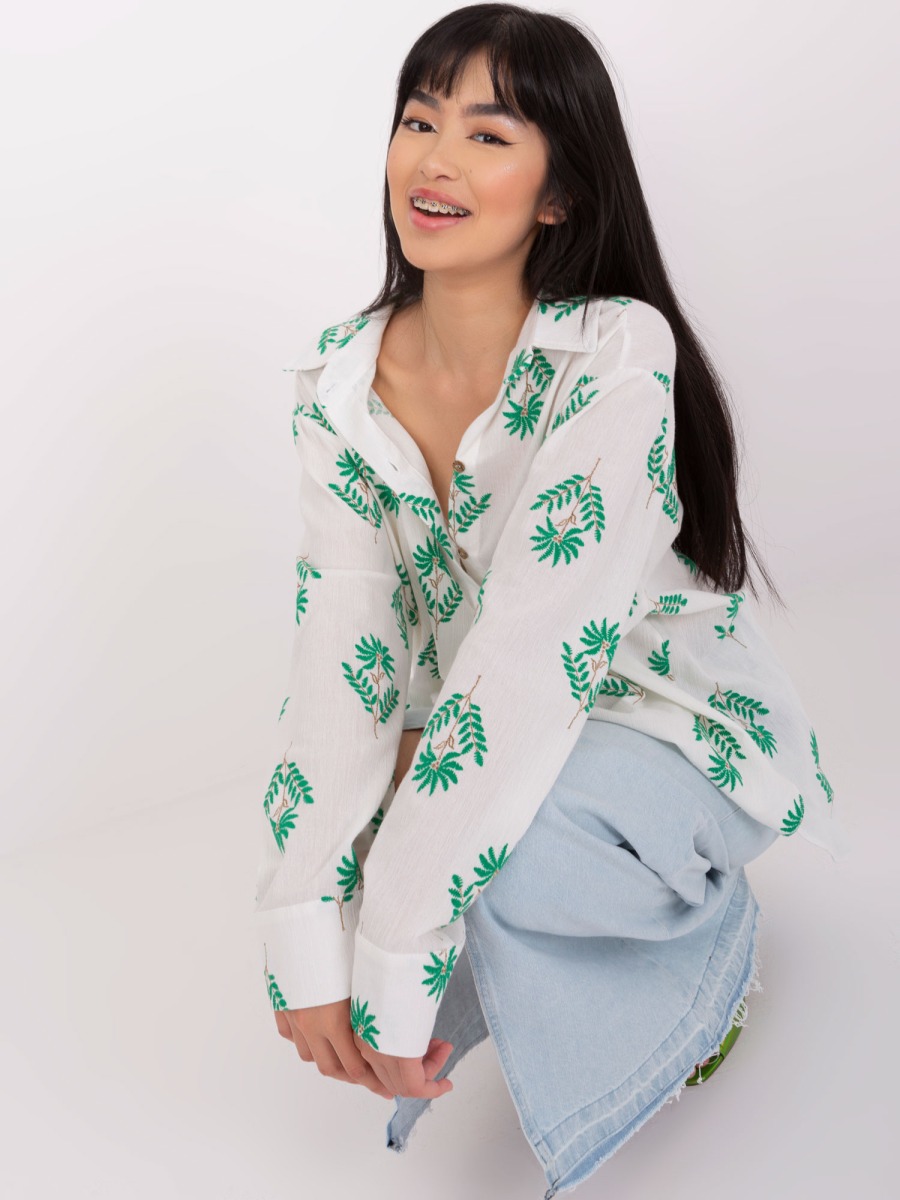 Dámske oversize tričko ESTHER ecru-zelená