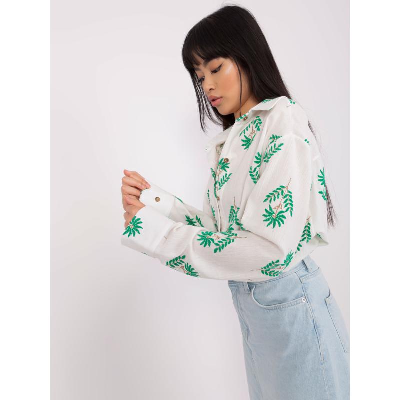 Dámská košile oversize ESTHER ecru-zelená