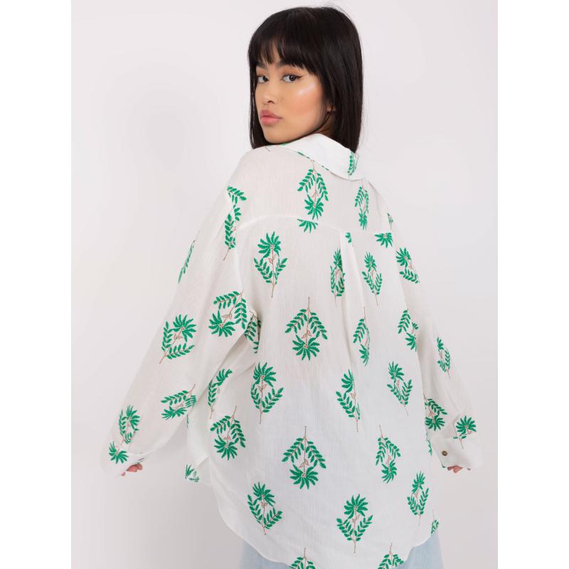 Dámská košile oversize ESTHER ecru-zelená