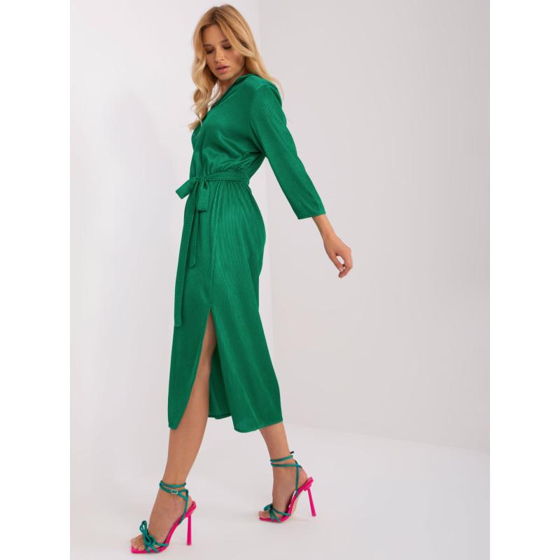 Dámské šaty s páskem na zavazování CAYLEE zelené 