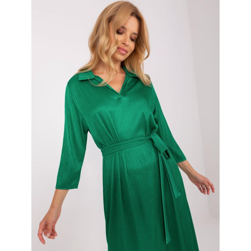 Dámské šaty s páskem na zavazování CAYLEE zelené 