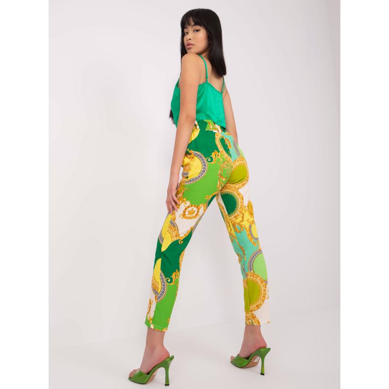 Dámské kalhoty z látky QUIRR zelenožluté 