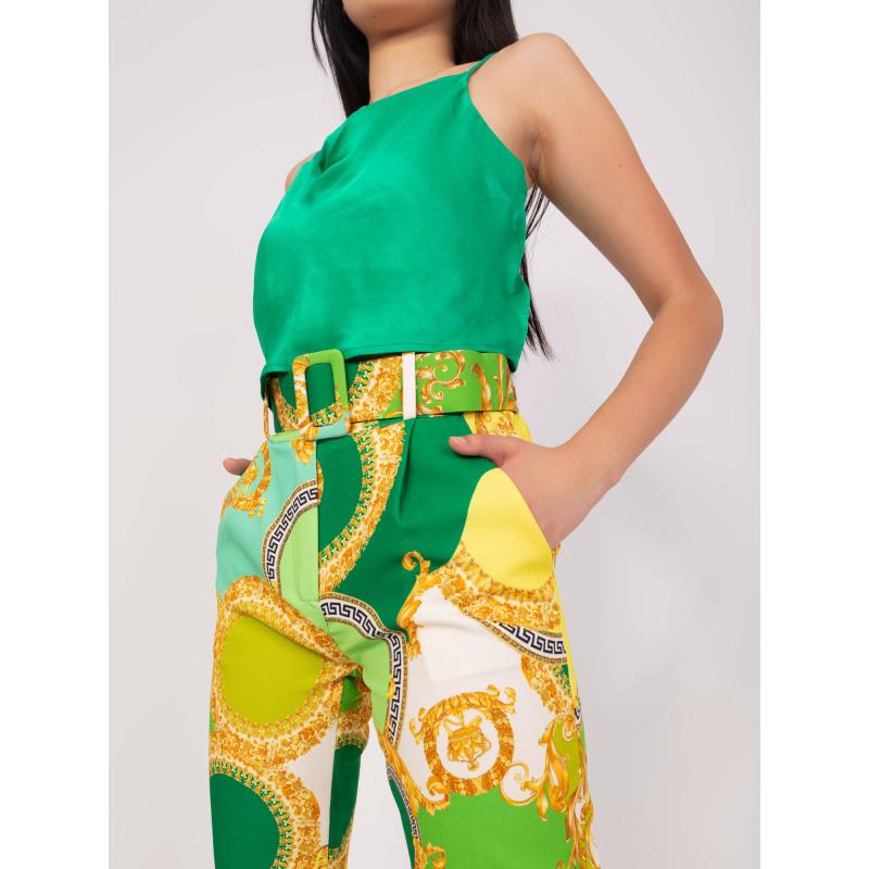 Dámské kalhoty z látky QUIRR zelenožluté 