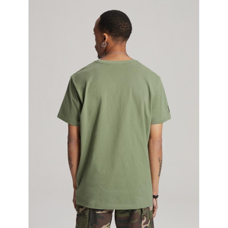 Férfi póló JACKALSS E S1818 khaki színnel nyomtatott férfi póló