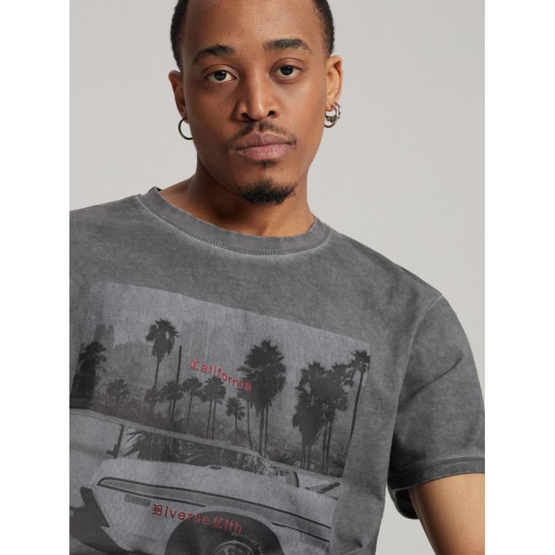 Pánske tričko s potlačou JACKALSS E S1818 tmavosivá