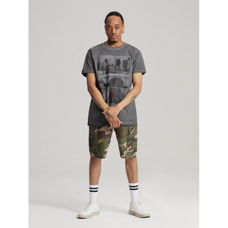 Pánske tričko s potlačou JACKALSS E S1818 tmavosivá