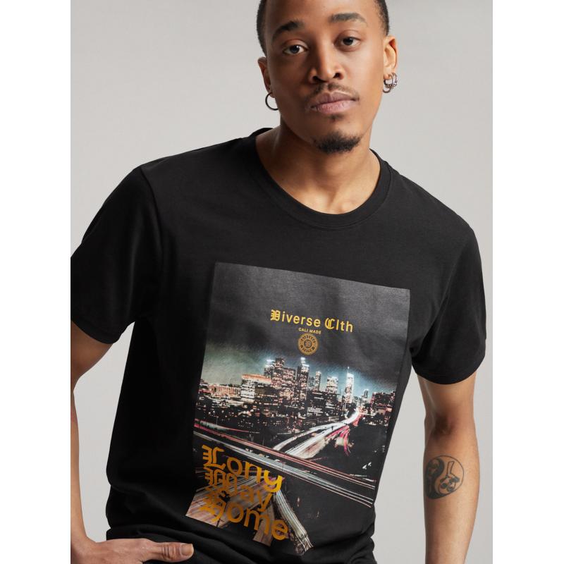 Férfi póló nyomtatott JACKALSS C S1820 fekete