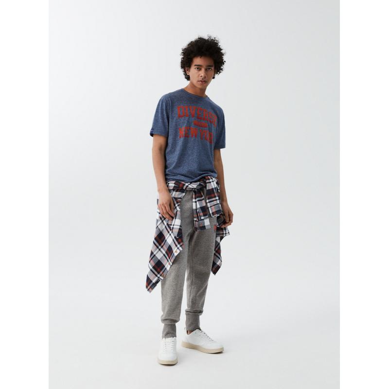 Férfi póló nyomtatott NY SHADE S1828 sötétkék melange S1828 sötétkék melange