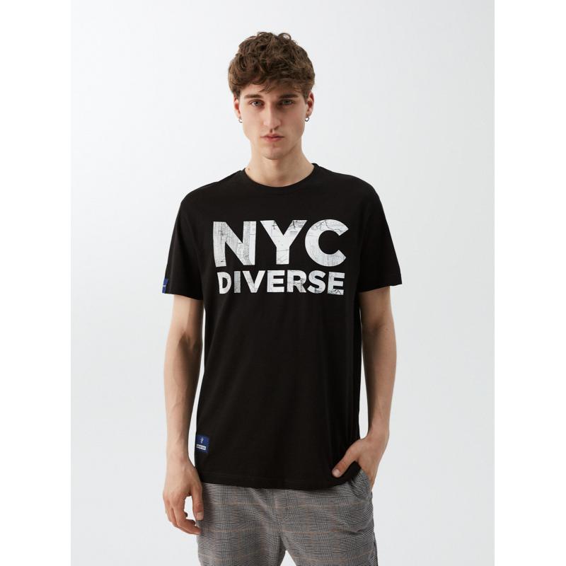 Férfi póló nyomtatott NY CITY 04 S1829 fekete
