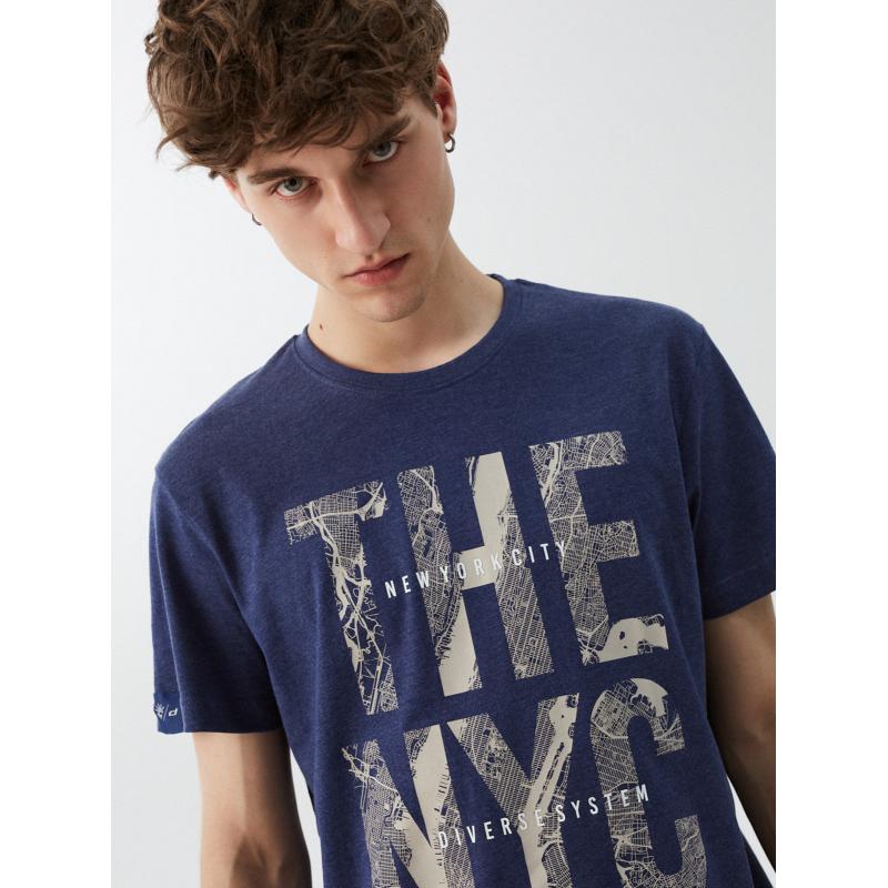 Férfi póló nyomtatott NY CITY 01 S1830 tengerészkék