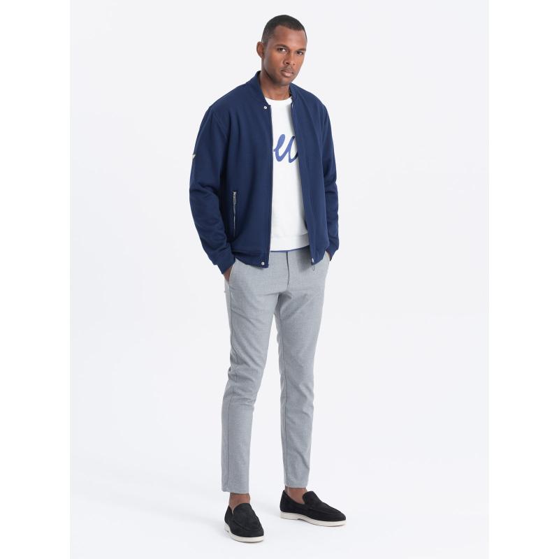 Férfi bomber pulóver V2 OM-SSZP-22FW-011 sötétkék