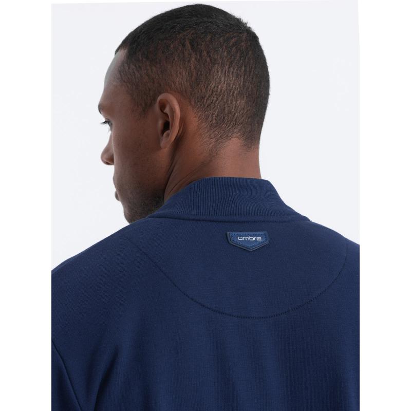 Férfi bomber pulóver V2 OM-SSZP-22FW-011 sötétkék