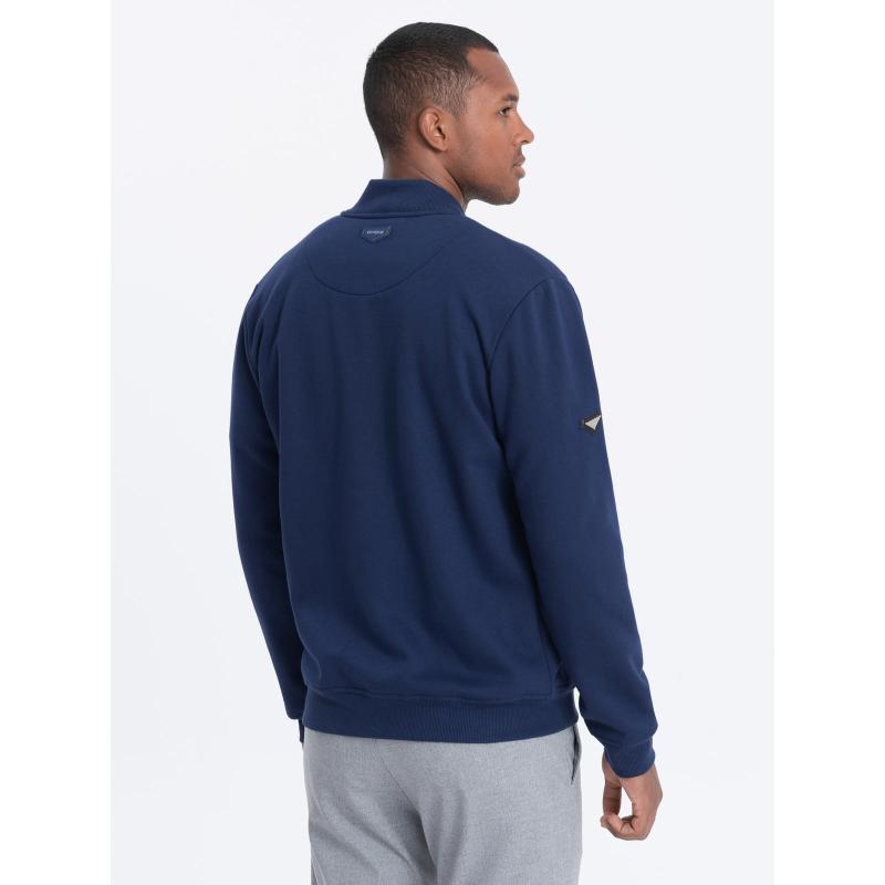 Férfi bomber pulóver V2 OM-SSZP-22FW-011 sötétkék