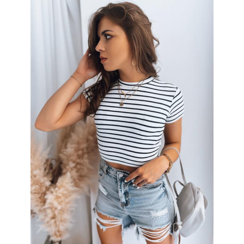 Dámské pruhované tričko LUNA ROSE bílé