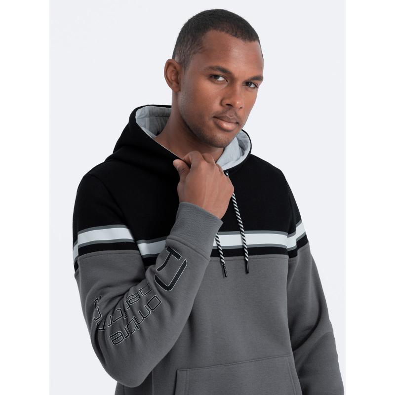 Pánska trojfarebná mikina V2 OM-SSNZ-22FW-014 sivá