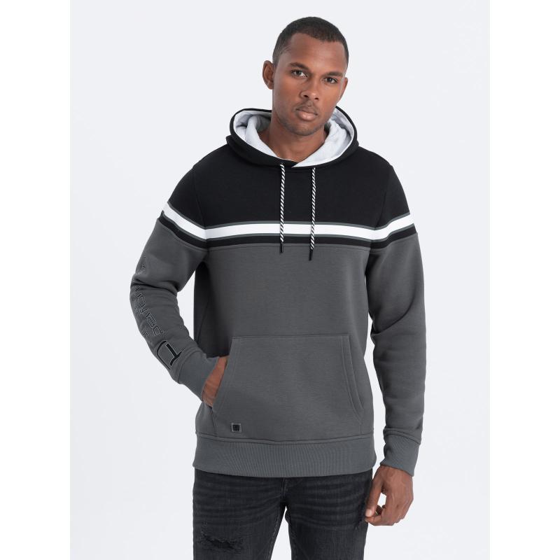 Pánska trojfarebná mikina V2 OM-SSNZ-22FW-014 sivá