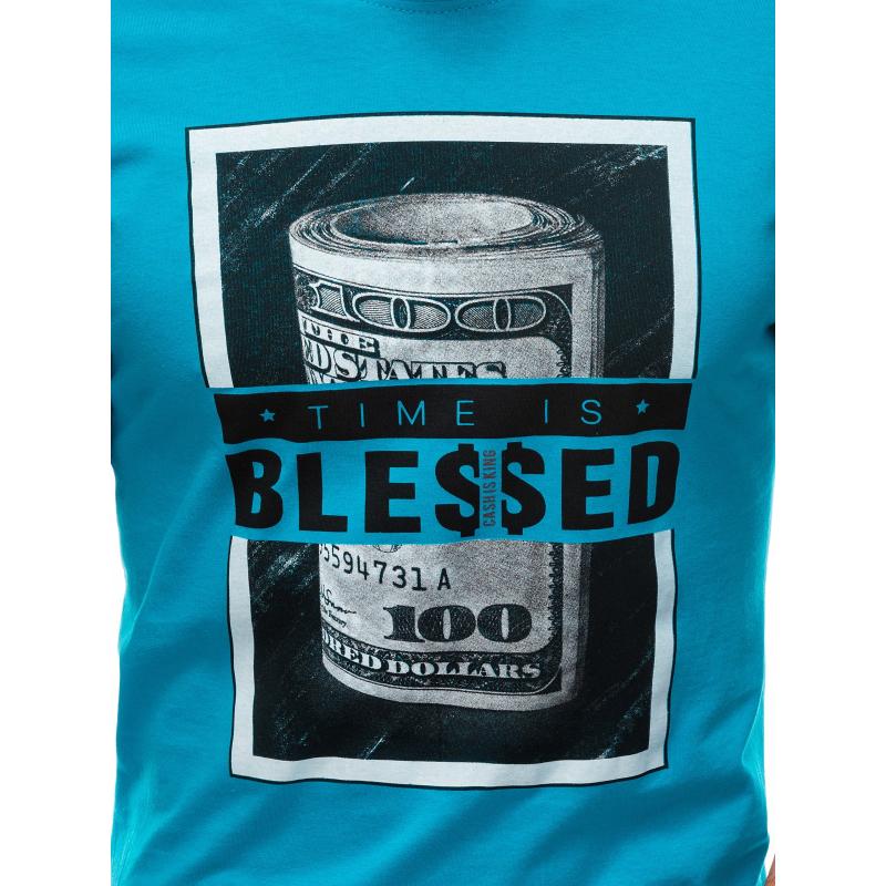 Pánské tričko s potiskem S1601 modré