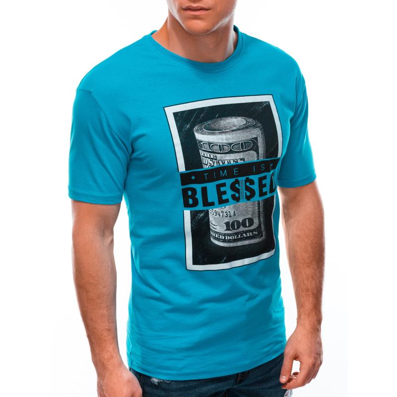 Pánské tričko s potiskem S1601 modré