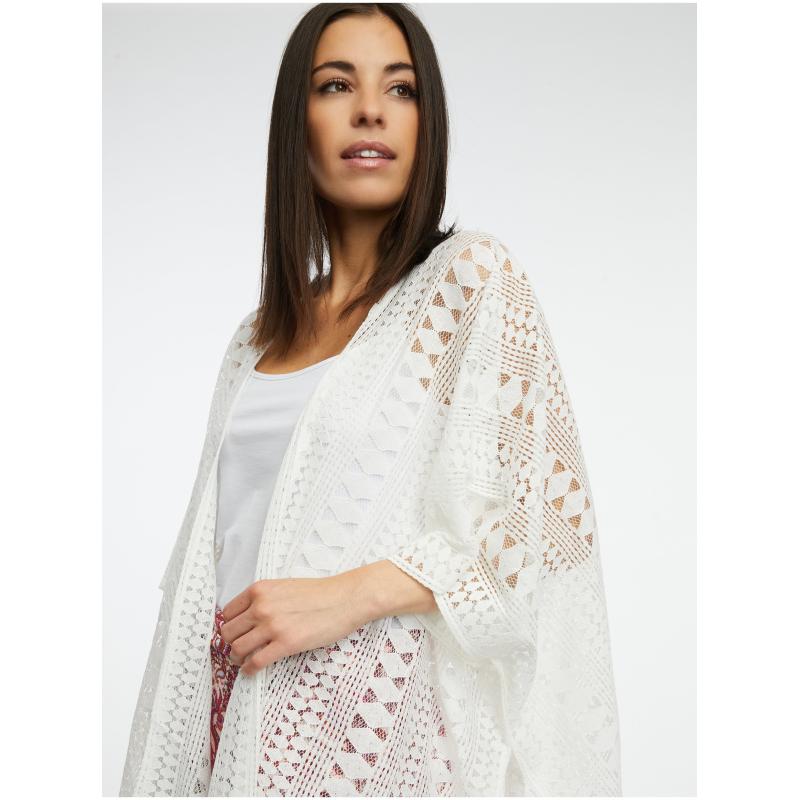 Bílý dámský vzorovaný kardigan