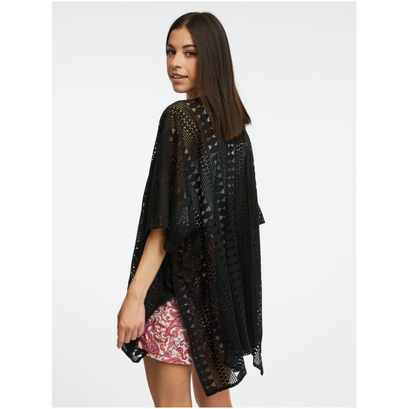 Čierny dámsky vzorovaný kardigán