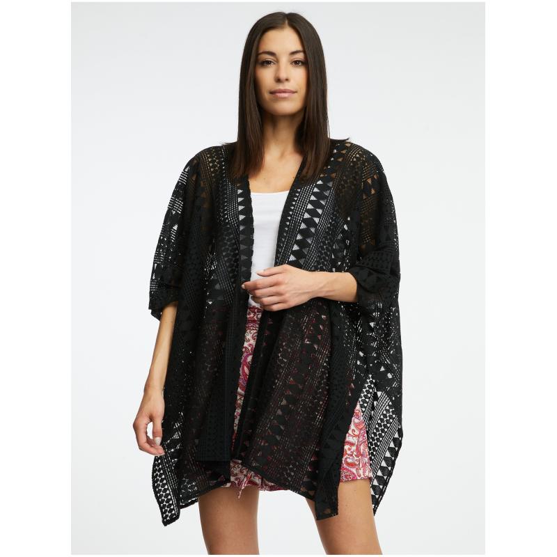 Čierny dámsky vzorovaný kardigán