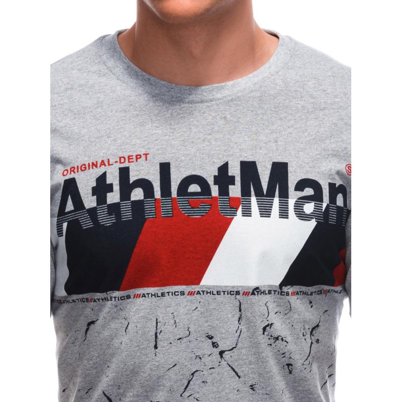 Pánské tričko s potiskem S1887 šedá