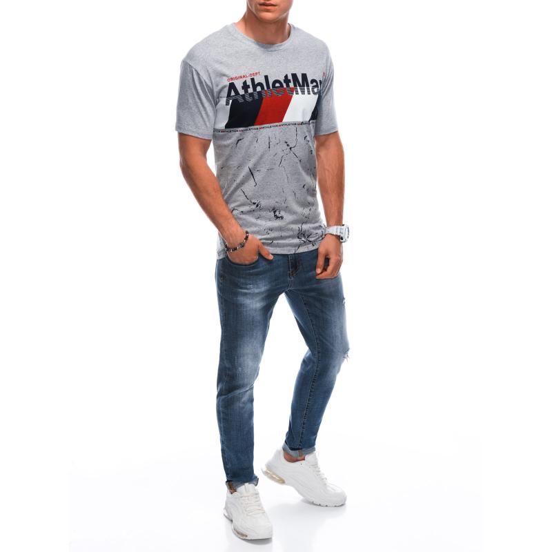 Pánské tričko s potiskem S1887 šedá