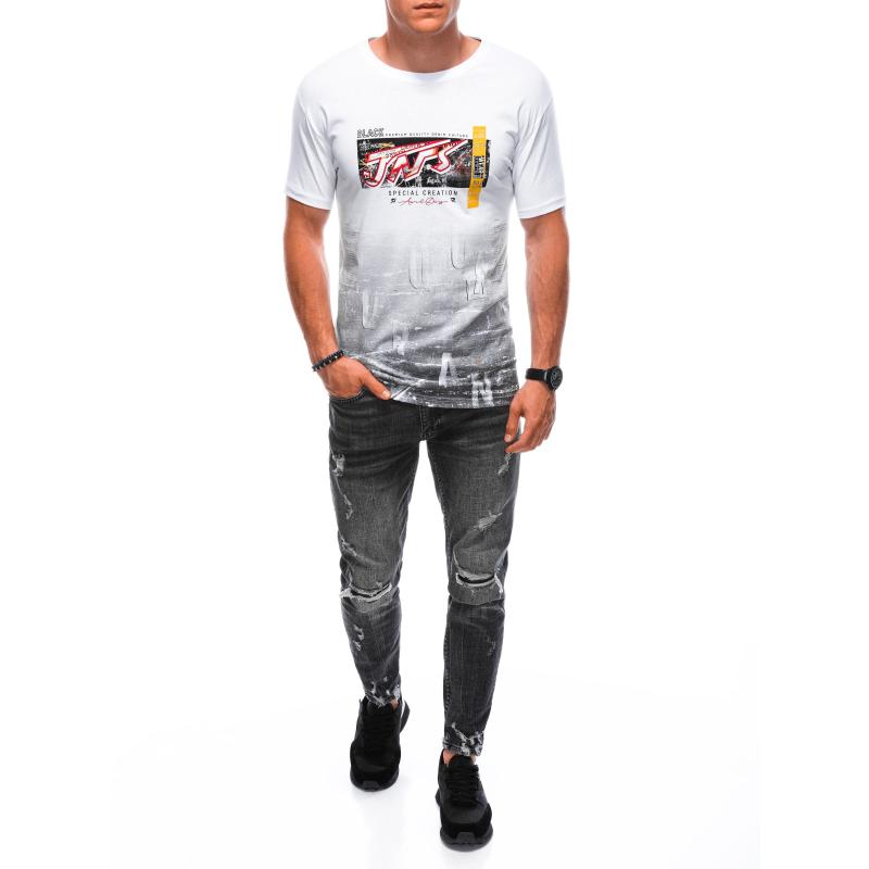 Férfi póló nyomtatott S1890 fehér