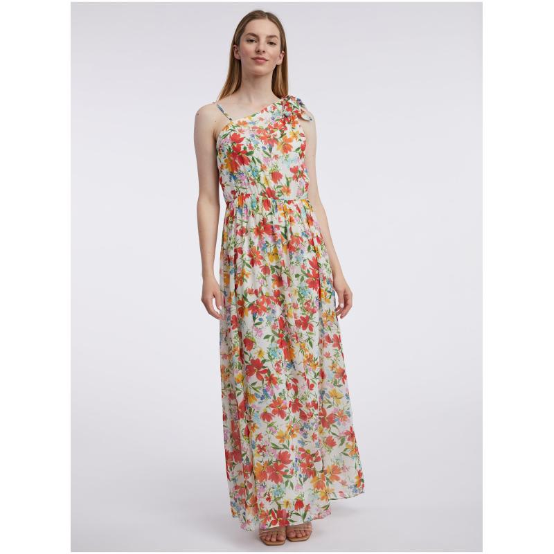 Krémové dámské maxišaty